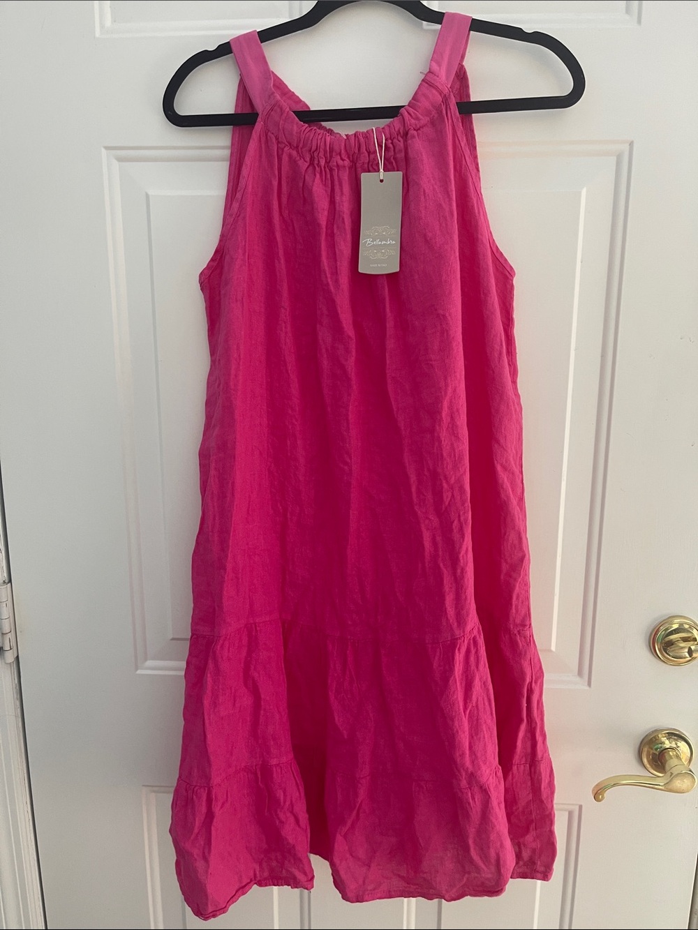 Bright Pink Sleeveless Tiered Dress